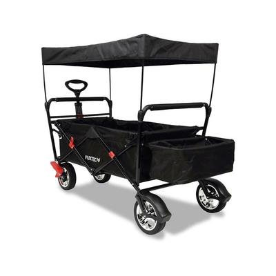 Faltbarer Bollerwagen FX-CT500 Schwarz- klappbar mit Dach, Vorderrad-Bremse, Vollgummi-Reifen, Image