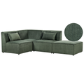 Sofa mit Ottomane Dunkelgrün Stoffbezug aus Cord Rechts Armlehnen Kissen 3-Sitzer Modulsofa Ecksofa Wohnzimmermöbel Modern Wohnecke Sitzecke