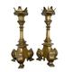 Antique Heavy Pair of French Brass Picket Candlesticks - French Country House Decor - Home Decor