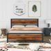 Metal Bed Frame, Industrial Platform Bed w/Wood Headboard & Footboard