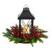 16" Holiday Christmas Berries, Pinecones and Greenery with Lantern and Included LED Candle Artificial Table Arrangement - 15