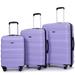 Expandable PC+ABS Durable Suitcase Sets Luggage, 3 Piece Trunk Sets Suitcase Hardshell Lightweight TSA Lock, Purple