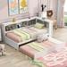 Twin Size Daybed with Trundle Storage Cabinets and USB Ports