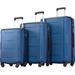 Spinner Wheels Luggage Set 3 Piece Expandable Carry On Luggage Spinner Suitcase Sets for Short Trips & Long Travel, Dark Blue