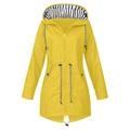 LBS Womens Rain Jacket with Hood Lightweight Long Sleeve Windbreaker Zip Up Drawstring Raincoat with Pockets