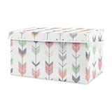 Woodland Arrow Girl Small Fabric Toy Bin Storage Box Chest For Baby Nursery Or - Grey Coral And Mint Green Mod Modern