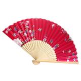 Vintage Bamboo Folding Hand Held Flower Fan Chinese Dance Party Pocket Gifts Tissue Paper Flowers Decorations Wedding Fans Rainbow Tissue Paper Garland Honeycomb Decorations Honeycomb Balls Space