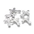 200pc 304 Stainless Steel Pendants Cross Stainless Steel Color 16x12x0.8mm Hole: 1.5mm