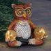 Garden Sculpture Meditating Yoga Solar Garden Statue 2 Light Crackle Balls Outdoor Garden Decoration 7.5 x 9.5 Inch