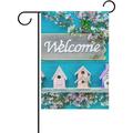 Dreamtimes Welcome Sign Birdhouses Double-Sided Printed Garden House Sports Flag-28x40(in)-Polyester Decorative Flags for Courtyard Garden Flowerpot