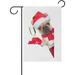 SKYSONIC Santa Claus Christmas Dog with Champagne Double-Sided Printed Garden House Sports Flag-28x40(in)-Polyester Decorative Flags for Courtyard Garden Flowerpot