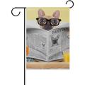 SKYSONIC Garden Flag French Bulldog Reading Newspaper Double-Sided Printed Garden House Sports Flag - 12x18in -Decorative Flags for Courtyard Garden Flowerpot