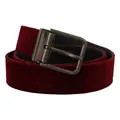 Dolce & Gabbana , Vintage Maroon Velvet Leather Belt ,Brown male, Sizes: 90 CM
