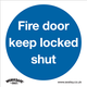 Worksafe Mandatory Safety Sign - Fire Door Keep Locked Shut - Rigid Plastic - Pack of 10