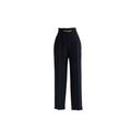 Women's Vintage Polyester Faux Belt Straight Leg Black Trouser Extra Small Sugar Cream Vintage