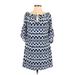 Alice & Trixie Casual Dress - Mini Keyhole 3/4 sleeves: Blue Chevron/Herringbone Dresses - Women's Size Small