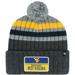 Men's '47 Charcoal West Virginia Mountaineers Stack Striped Cuffed Knit Hat with Pom