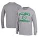 Men's Champion Gray Tulane Green Wave Icon Logo Basketball Jersey Long Sleeve T-Shirt