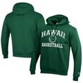 Men's Champion Green Hawaii Rainbow Warriors Icon Logo Basketball Eco Powerblend Pullover Hoodie