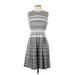 Calvin Klein Cocktail Dress - A-Line High Neck Sleeveless: Gray Print Dresses - Women's Size 4