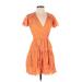 Tanya Taylor Casual Dress V-Neck Short sleeves: Orange Dresses - Women's Size 4