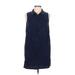 Banana Republic Factory Store Casual Dress - Shift Collared Sleeveless: Blue Print Dresses - Women's Size 10 Petite