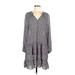 Banana Republic Factory Store Casual Dress - DropWaist V-Neck 3/4 sleeves: Gray Dresses - Women's Size Medium