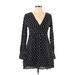 Trafaluc by Zara Casual Dress - A-Line Plunge Long sleeves: Black Print Dresses - Women's Size Small