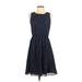 J.Crew Factory Store Casual Dress - A-Line Crew Neck Sleeveless: Blue Dresses - Women's Size 00