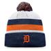 Men's Fanatics Branded Navy Detroit Tigers Stripe Cuffed Knit Hat with Pom