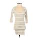 Intimately by Free People Casual Dress - Bodycon Scoop Neck 3/4 sleeves: Ivory Dresses - Women's Size X-Small