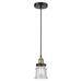 Innovations Lighting Canton 1 - Light Bell Pendant Glass in Gray/Black | 11 H x 5.25 W x 5.25 D in | Wayfair 616-1PH-BAB-G184S