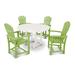 POLYWOOD® Palm Coast 5-Piece Round Farmhouse Outdoor Dining Set Plastic in Green/White | Wayfair PWS240-1-10027