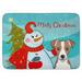 The Holiday Aisle® Dubhlainn Snowman Jack Russell Terrier Bath Mat Memory Foam in Green/Blue | 27 H x 19 W x 1 D in | Wayfair