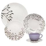 Red Barrel Studio® Janaee Lilac 20 Pieces Dinnerware Set, Service For 4 Ceramic/Earthenware/Stoneware in Black/Indigo/White | Wayfair