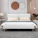 Wade Logan® Eriksay Low Profile Upholstered Platform Bed w/ Wingback Headboard Linen in White | King | Wayfair 552D222CE6284A829A1F4C79DC3BED5F