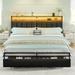 Trent Austin Design® Aydin Storage Bed Wood & /Leather Match/Upholstered/Metal & /Metal in Black | 39 H x 77.6 W x 86.4 D in | Wayfair
