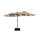 Latitude Run® Hoskie 181.1" x 106.3" Outdoor Rectangular LED Lighted Market Umbrella Metal in Brown | 96.46 H x 181.1 W x 106.3 D in | Wayfair