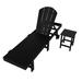 Highland Dunes Darmstadt 77.6" Long Outdoor All-Weather Poly Reclining Single Chaise w/ Table Plastic in Black | 37.8 H x 21.1 W x 77.6 D in | Wayfair