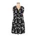 Banana Republic Casual Dress - Mini V Neck Sleeveless: Black Floral Dresses - Women's Size 10