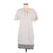 Vineyard Vines Casual Dress - Shift Tie Neck Short sleeves: White Polka Dots Dresses - Women's Size 9