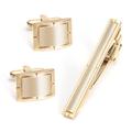 Men's tie clip cufflinks Gold Plated Brushed Metal Tie Clip Cufflinks Set Men's French Cufflinks