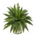 15in. Boston Fern Artificial Plant with Tuscan Ceramic Green Scroll Planter - Nearly Natural P1724