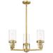 Utopia 21.5" Wide 3 Light Brushed Brass Stem Hung Pendant With Clear S