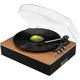 SoundBeast Retro Wooden Turntable with 3-Speed Vinyl Record Player Built-In Stereo Speakers Bluetooth 3.5mm Aux In USB Playback & USB Recording to MP3