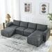 Modern Large U-Shaped Sectional Sofa Sets Fabric Upholstered Modular Sofa for Living Room Apartment(4-Seater with 2 Ottoman)