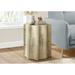 Monarch Specialties - Accent Table, Drum, Side, End, Nightstand, Lamp, Living Room, Bedroom, Gold Metal, Contemporary, Modern
