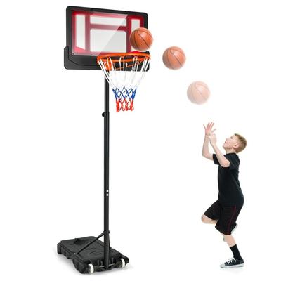 4.3-8.2 FT Portable Basketball Hoop with Adjustable Height and Wheels-Red - 51" x 72.5" x 98.5"