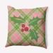 Holly on Plaid Indoor/Outdoor Throw Pillow