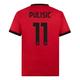 AC Milan Unisex Kinder Heimtrikot Replik Stadion, Saison 2023/24, Personalisierbar, Pulisic #11 T-Shirt, ROT SCHWARZ, 8 Jahre